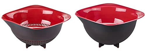 Tefal Ingenio Passoire Plastique, Ustensile de Cuisine, Rebords ergonomiques & K2070414 Ingenio Bol De Préparation Design Noir et Rouge ustensile de Cuisine sans bisphénol A