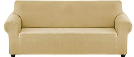 Stretch Wasserdicht Sofabezug 1 Stück Sofahusse Luxuriös Spandex Jacquard Elastische Couchbezug Mit Anti-Rutsch-Schaumstoffe (Khaki,3 Sitzer)
