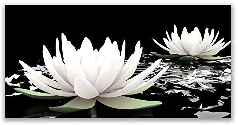 Tulup Impression sur Verre Trempé 140x70cm - Plastique Imprimés Tableau Mural Moderne Décoration Déco Design 4 Crochets - Fleurs Floral