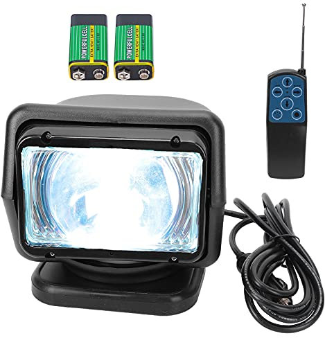 Suchscheinwerfer für Boote, 12/24V 55W Scheinwerfer Fernbedienung Suchscheinwerfer Einstellbarer Winkel Wasserdicht für Outdoor Marine(Schwarz)