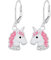 Laimons Mädchen-Ohrhänger Einhorn Glitzer Sterling Silber 925