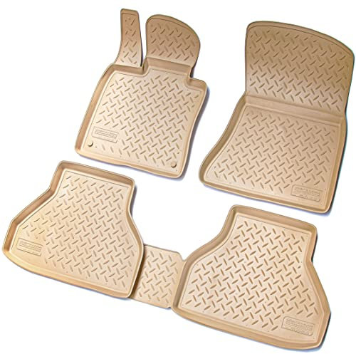 Recambo 3D Gummi Fußmatten kompatibel für BMW X5 E70 | BJ 2006-2013 | Auto Gummimatten | Passgenau | mit Rand | beige