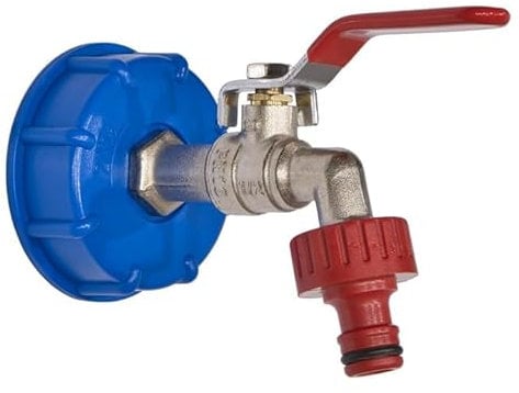 IBC Adapter mit S60x6 auf 1/2 Zoll Gewinde und 1/2 Zoll Messing Kugelhahn für IBC Container