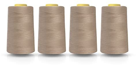Realm Filo di poliestere per macchina da cucire overlock, 4.5000 m, bianco, nero, naturale, blu navy, rosso, grigio (beige)