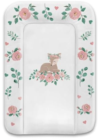 Albero Mio Animals & Love Lion Matelas à langer lavable et sans substances nocives (Rose), Blanc.