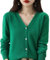 JIANGZ Gilet Femme,Cardigan À Col En V Vert Cardigan Coupe Ajustée Court Manteau Tricot Doux Manches Longues Veste De Chandail Ouvert Sur Le Devant Tricots Vêtements D'Extérieur Pour Fem, L