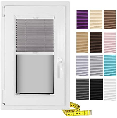 PLISSEE AUF Mass ZUM Bohren - Montage IN GLASLEISTE - 13 Farben - FALTROLLO - Weiss GRAU BEIGE SCHWARZ (Breite 111-120 cm, Höhe 181-210 cm, Profilfarbe: Weiß)