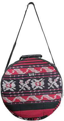 Terré Shamandrum Tasche ROT aus Ikat Ø 40 cm Schamanentrommel Rund Ritual Drum Trageriemen
