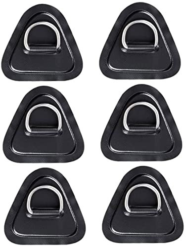 Gcroet Aufblasbare Boote D Ringe Patch, Dreieck D-Rings Patch, D-Ringe PVC Patch Stand-up Paddleboard Heavy Duty Kayak Canoe D-Ring PVC Patch Accessoires 6pcs Schwarz