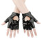 KINBOM 1 Paar Halbfinger Handschuhe Leder, Stylisch Fingerlose Handschuhe Schwarz Leder Fingerlose Lederhandschuhe Damen für Halloween Frauen Teenager Cosplay (Schwarz)