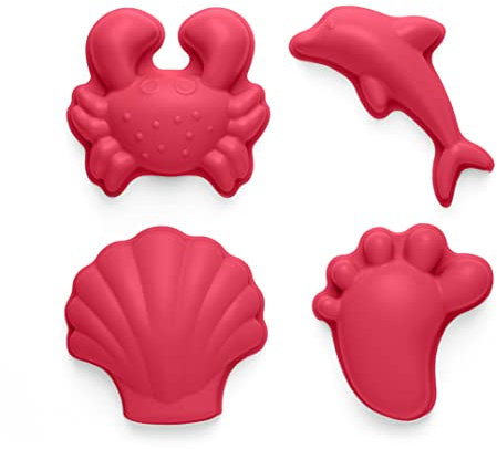 Scrunch Moules à sable en silicone pour empreintes de pieds – Jouets de plage pour enfants pour châteaux de sable et jeux de plage – Moules en silicone écrasables pour bac à sable, jeux de plage et