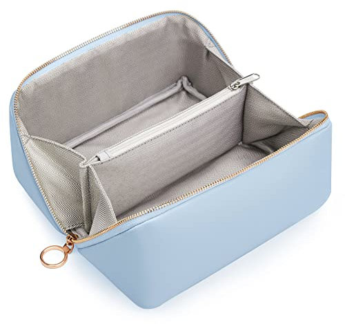 KALIDI Groß Kapazität Kosmetiktasche Damen Mäppchen Make Up Bag Schminktasche Federmäppchen Kosmetik Reise Täschchen Kosmetikbeutel mit fächern(Blau-2)