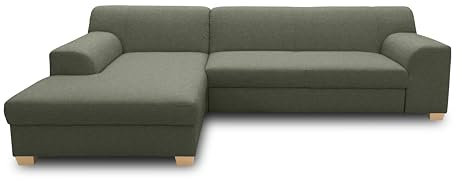 DOMO. collection Ecksofa Tinos, kleines Sofa in L-Form, Eckcouch, Couch, Polsterecke, 273 x 157 x 74 cm (BxTxH), grün