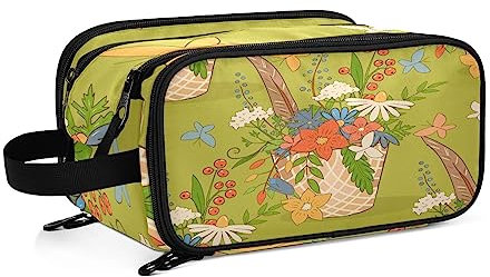 Kulturbeutel Vintage Blumenblätter Große Kosmetiktasche Kulturtasche Waschtasche Make Up Tasche Waschbeutel Schminktasche für Damen Mädchen