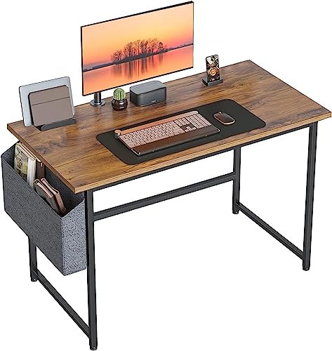 GROSSē Modern Style Laptop Table with Storage Bag | Industrial Design | Steel Frame | Top Material Engineered Wood | Computer Desk Workstation for Home Office Writing Study Desk | 82x51 cm