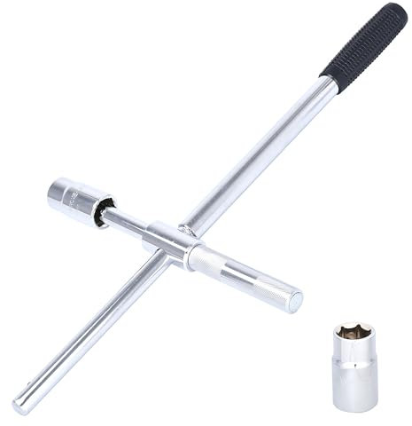 LOCK COWBOY Kreuzschlüssel 4-fach, Hergestellt aus Aluminium, Metall, Rostbeständig, Teleskopische und abnehmbare Schlüssel - Radmutternschlüssel - Silber und Schwarz