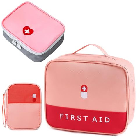 CHENKEE Medikament Tasche, 3 Stück wasserdichte Medizin Aufbewahrungstasche Medikamententasche Leer Erste Hilfe Tasche Große Kapazität Medizinische Notfalltasche für Home, Office, Reisen (Rosa)