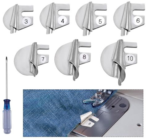 7pcs Guide de Couture avec Tournevis, 7 Tailles Large et Étroit Pied Surjet pour Machine à Coudre Accessoires de Machine à Coudre pour Machine à Coudre Incurvée Industrielle Domestique