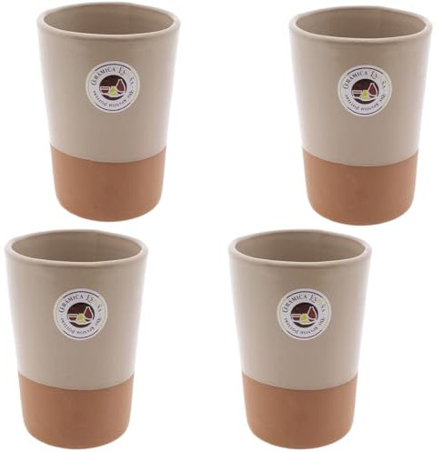CERÁMICA ESPAÑA | Vaso de cerveza | Pack x4 vaso barro rojo Filo Volcano - Modelo M05 | Jarras de cerveza en barro rojo | Vasos de agua | 500 ml
