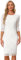 Allegra K Damen Etuikleid Cocktailkleid Business Elegant Spitze Blumenmuster Rundhals 3/4 Ärmel Figurbetont Hochzeitsgast Kleid Weiß S