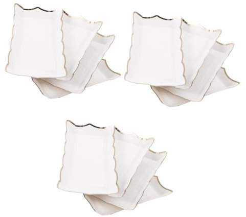 IMIKEYA 12 Pièces Assiette Carrée en Dentelle De Papier Assiettes Carrées Blanches Assiettes À Dessert en Papier Plateau De Service Rectangulaire Assiette À Gâteau Plateau De Service