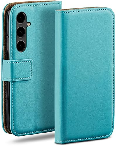 moex für Samsung Galaxy S23 FE Hülle mit Kartenfach, Handyhülle klappbar 360 Grad Schutzhülle, PU Leder Handytasche Samsung Galaxy S23 FE Klapphülle Flip Case, Türkis
