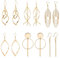 LEEQBCR 6 Paar Damen Mädchen Boho Ohrringe Edelstahl hypoallergene Ohrringe Quaste Blatt Welle Modeschmuck (Gold)