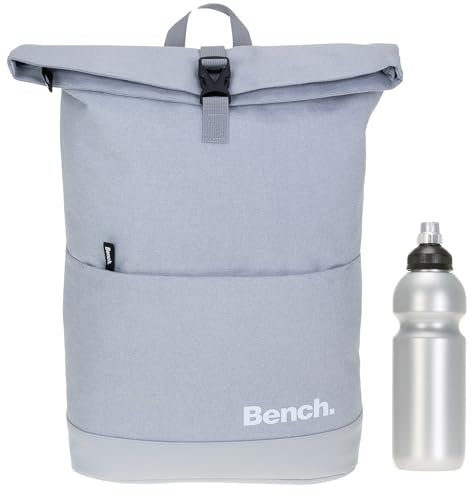 Sieber Kurierrucksack Rucksack Bench Classic mit Laptopfach 19 Liter Large A4 mit Geheimfach 64180 + Trinkflasche (Stone Pastell Grey 6100)