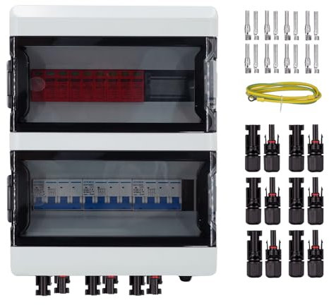 GTYORUS Scatola di Giunzione Solare Fotovoltaica, Protezione Contro Le Sovratensioni Fotovoltaiche IP65, Interruttore Fotovoltaico 3 Stringa DC 1000 V con Spina Solare(3 in 3 uscita, 25A)