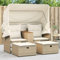 Willood Gartensofa 2-Sitzer mit Dach und Hockern Beige Poly Rattan mit Vordach Outdoor Sofa mit Sonnendach, Terrassensofa mit Hockern, Gartenmöbel Sofagarnitur Gartengarnitur