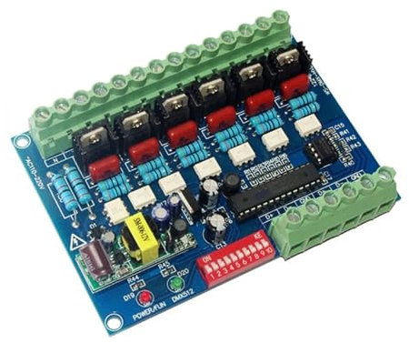 Decoder DMX512 a 6 canali DMX AC110V-220V ad alta tensione 50HZ Pannello dimmer a 6 canali 5A * 6CH adatto for luci sceniche con lampadine a incandescenza