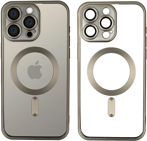 Wörleonline für iPhone 15 Pro Max Hülle, Titan-Farbton, integrierter Kameraschutz, MagSafe kompatible Handyhülle, Titan Natur