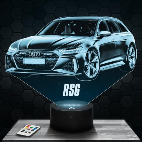 Nachttischlampe Auto RS6 Miniatur-Dekorationssammlung, Geschenkidee für Männer, Auto RS6 Nachtlicht für Erwachsene, Deko für das Schlafzimmer, originelle Geschenk Weihnachtenidee für Auto-Fans. TOP