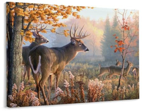 Cmagnifico Lienzo enmarcado para pared, diseño de familia de ciervos de caza, dinosaurios jurásicos, mariquita, paisaje verde, bandera de orgullo lésbico, piel de leopardo, oro rosa, leopardo y cebra,