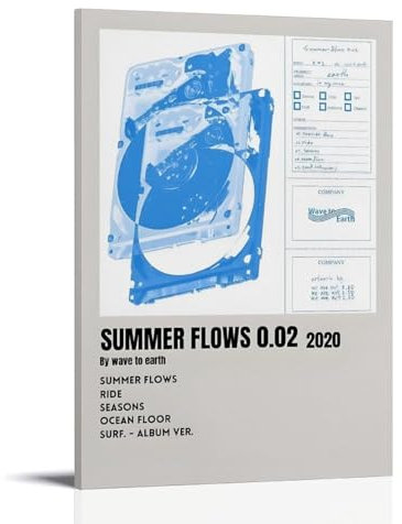 UBCJ Poster Wave to Earth, Sommer-Fließen, Wandkunst, dekoratives Gemälde, Poster, 30 x 45 cm, Rahmenstil