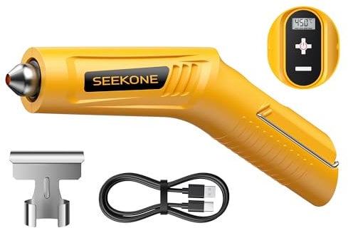 SEEKONE Cordless Mini Heat Gun with 4-Temp Settings (Up to 450°C) and Memory Function, 3.6V Lithium Hot Air Gun, USB Charge with Reflector Nozzle for Crafting, Resin Heating and Shrink Wrapping