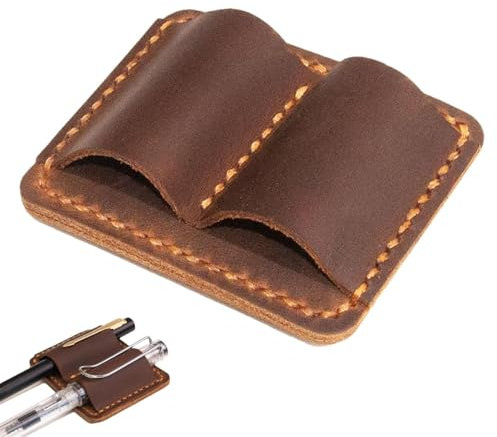 Doppelter Stifthalter-Clip,Doppelter Stiftclip aus PU Leder, Notizbuch-Stiftschlaufe stilvoll, Doppelter Stiftclip, Vintage-PU-Reise-Notizbuch-Stifthalter, Anti-Verlust-Stift-Organizer für Stifte