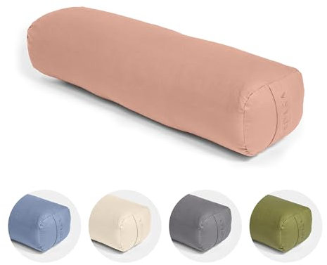 Vedara® Yoga Bolster AKAMA – Yogakissen mit Kapokfüllung für Yin Yoga – Rechteckig – Waschbarer Bezug aus 100% robuster Baumwolle – Großes Yogakissen für Restorative Yoga (Rosa, Klein)