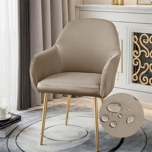 Highdi Wasserdicht Stuhlhussen mit Armlehne, Weicher Stretch-Stuhlbezug, Hussen für Esszimmerstühle Sesselbezug Waschbar Universal für Esszimmer Hotel Bankett Deko (Khaki,6er Set)