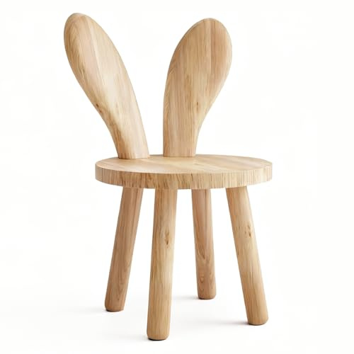 HuiBeans Bunny Chair for Ages 1.5-4 - Small Toddler Wooden Chair with 9.25 Seat Height, Solid Wood Rabbit Stool for Nursery, Playroom & Low Tables, Mini Kids Furniture - 1 Pack