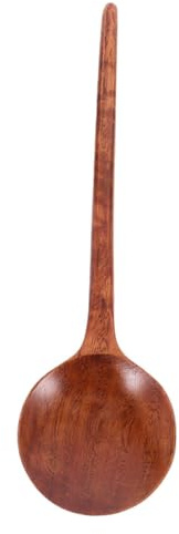 Cabilock Long Handle Wooden Spoon Japanese Soup Ladle Natural Wood Korean Ramen Spoon Large Capacity for Cooking and Eating