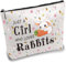 CREATCABIN Trousse Maquillage Toile avec Motif Lapin Trousse Toilette Polycoton Trousse Toilette Polyvalente avec Pochettes Fermeture Éclair Trousse Toilette Voyage Sac Main pour Femmes 24x20cm