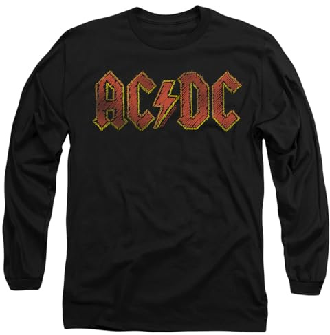 ACDC Hand Drawn Logo Mens Long Sleeve T Shirt, Black, Small