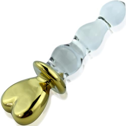 Glasdildo Herz 20cm – Analplug groß 305g ⌀3,5cm, Glas Dildo Anal Plug, XL Dildo für Männer & Frauen, Glass Sex Toy, Prostata Massage, FOPS G62-3
