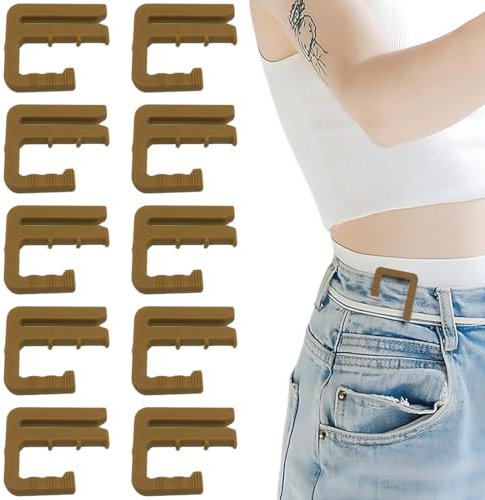 10 Pezzi Bottoni Regolabili per Pantaloni, Misura Regolabile, Fibbie Senza Chiodi, Bottoni Jeans Rimovibili, per Jeans, Gonne, Pantaloni (Marrone)