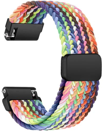 Aurrain 18mm 19mm 20mm 22mm Gewebte Nylon Armband für Garmin/ID205L/Galaxy/Amazfit//Coros,Magnetisches Nylon Sport Armband unisex