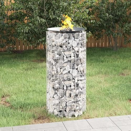 Eleganz Gabionen-Feuerstelle Ø 50 cm aus verzinktem Eisen - Robuste Feuerstelle für Garten, Terrasse oder Camping - Langlebig & pflegeleicht