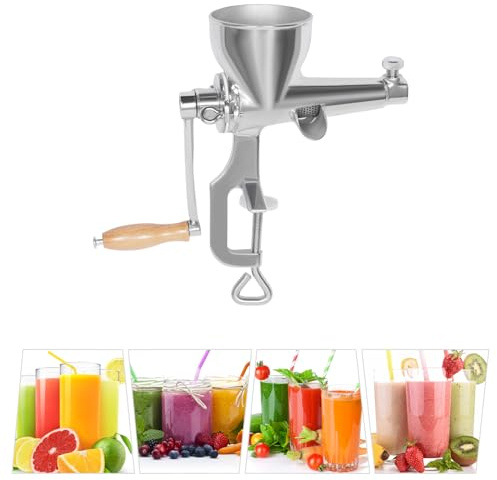 Exprimidor manual de hierba de trigo, exprimidor manual de frutas y verduras, prensa manual con colador y cepillo de limpieza, abrazadera de mesa de acero inoxidable, prensa manual de bayas para
