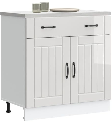 RCODSSK Meuble de rangement pour cuisinière en bois avec pieds réglables et grand compartiment de rangement pour four et micro-ondes Blanc