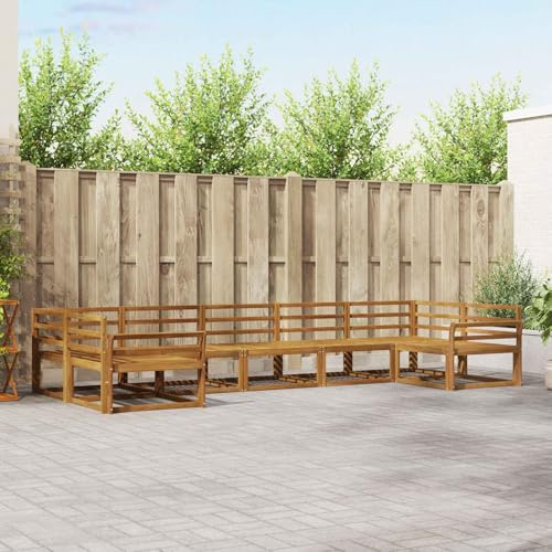 Teenpull Ensemble de canapés d'extérieur 7 pcs en Bois d'acacia Massif Naturel pour Patio, Jardin et Piscine, mobilier Confortable et Durable, Design à Lattes avec accoudoirs Pratiques